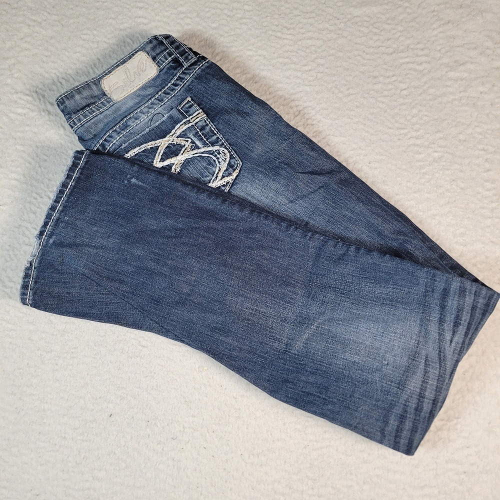 Silver‎ Jeans Co Suki Bootcut Womens 29 Blue Distressed Thick Stitch Denim